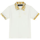 Younger Boys Ivory Logo Medusa Polo Shirt, 1, hi-res
