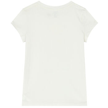 Girls White Bear Logo T-Shirt