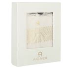 Ivory & Gold Logo Babygrow & Hat Gift Set, 1, hi-res
