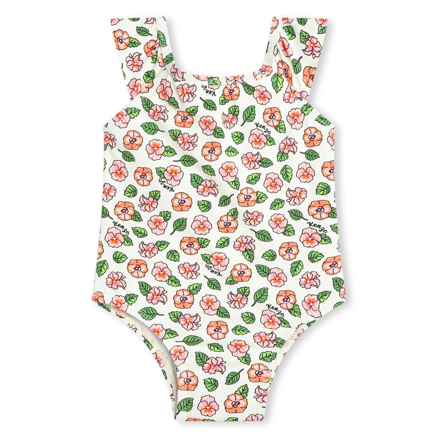 Younger Girls Ivory Floral Swimsuit, 1, hi-res image number null