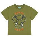 تيشيرت اولاد بالشعار بطبعه فيل باللون الاخضر , 1, hi-res