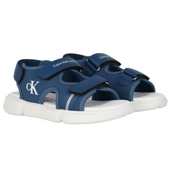 Boys Blue & White Logo Sandals