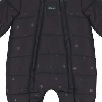 Baby Boys Black Logo Snowsuit