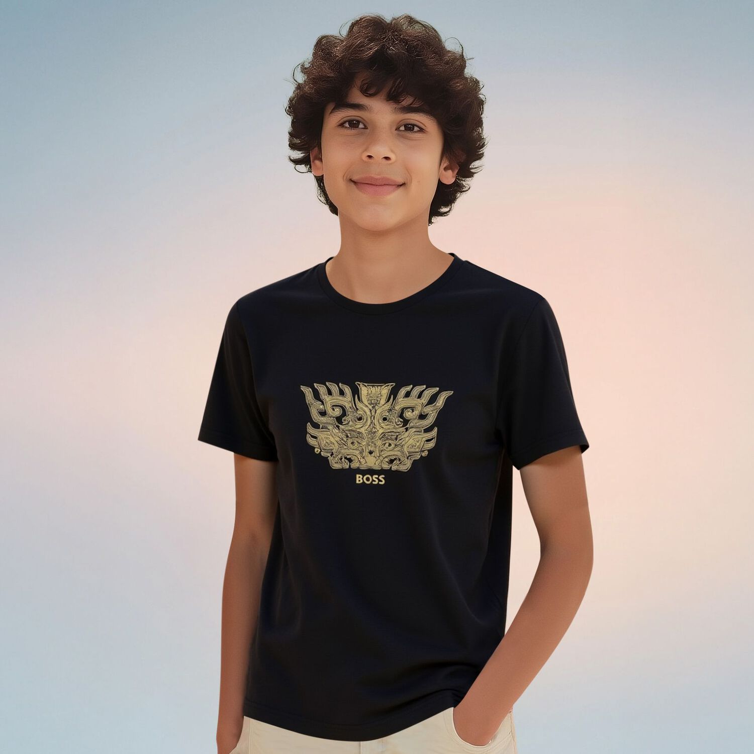 تيشيرت أولاد بطبعة تنين باللون الأسود , 1, hi-res image number null