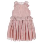 Girls Pink Ruffled Tulle Dress, 1, hi-res