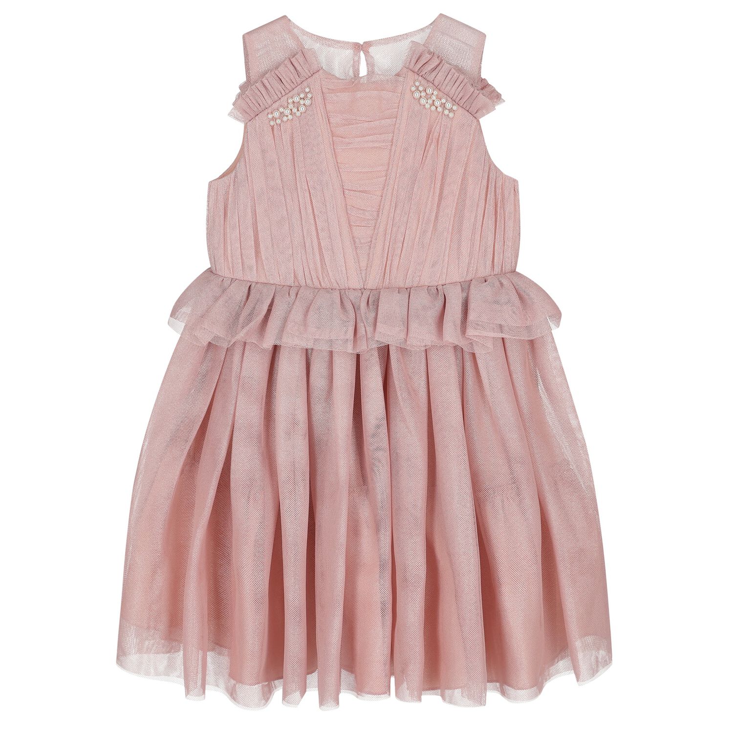 Girls Pink Ruffled Tulle Dress, 1, hi-res