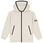 Boys Beige Zip-Up Hooded Top, 1, hi-res