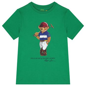Boys Green Logo Polo Bear T-Shirt