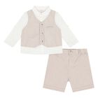 Baby Boys Beige Shorts Set, 2, hi-res