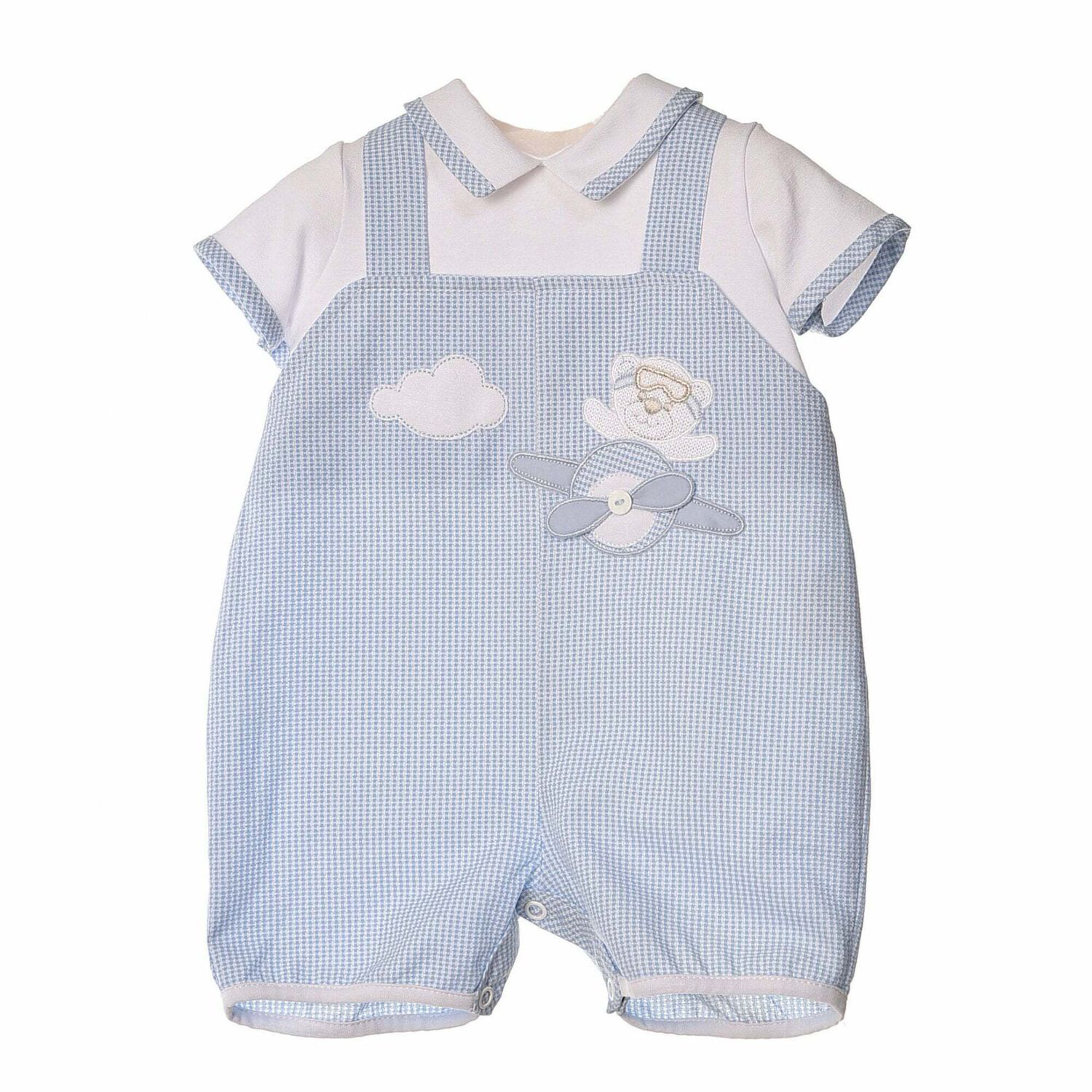 Baby Boys Blue Cotton Romper, 1, hi-res image number null
