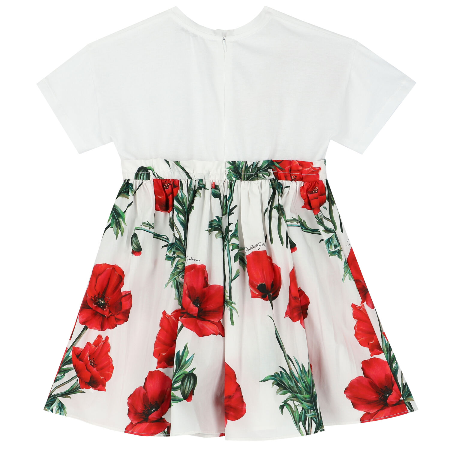 Girls White & Red Poppy Dress, 1, hi-res