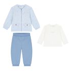 Baby Boys Blue & Ivory Tracksuit Set ( 3 Piece ), 1, hi-res