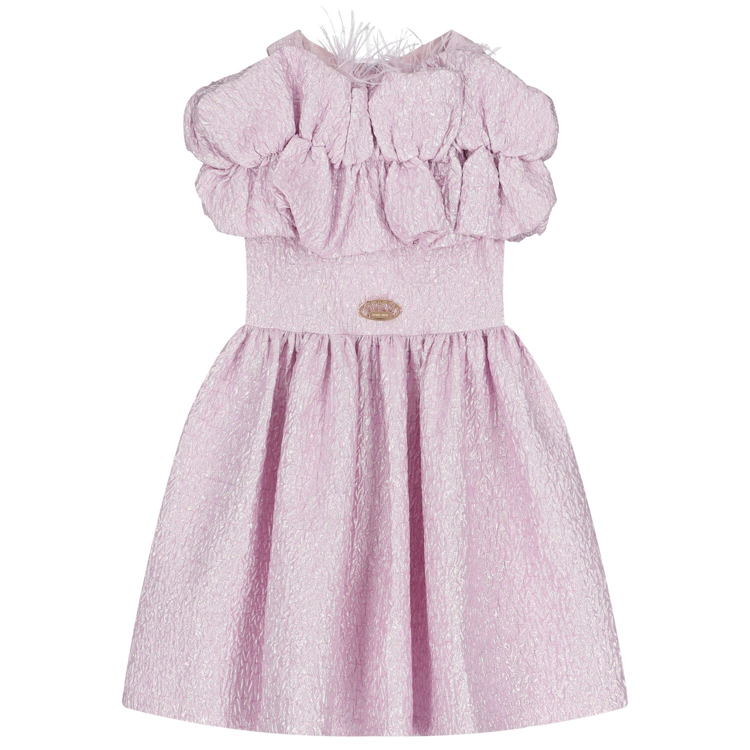 Girls Purple Logo Ruffled Dress, 1, hi-res