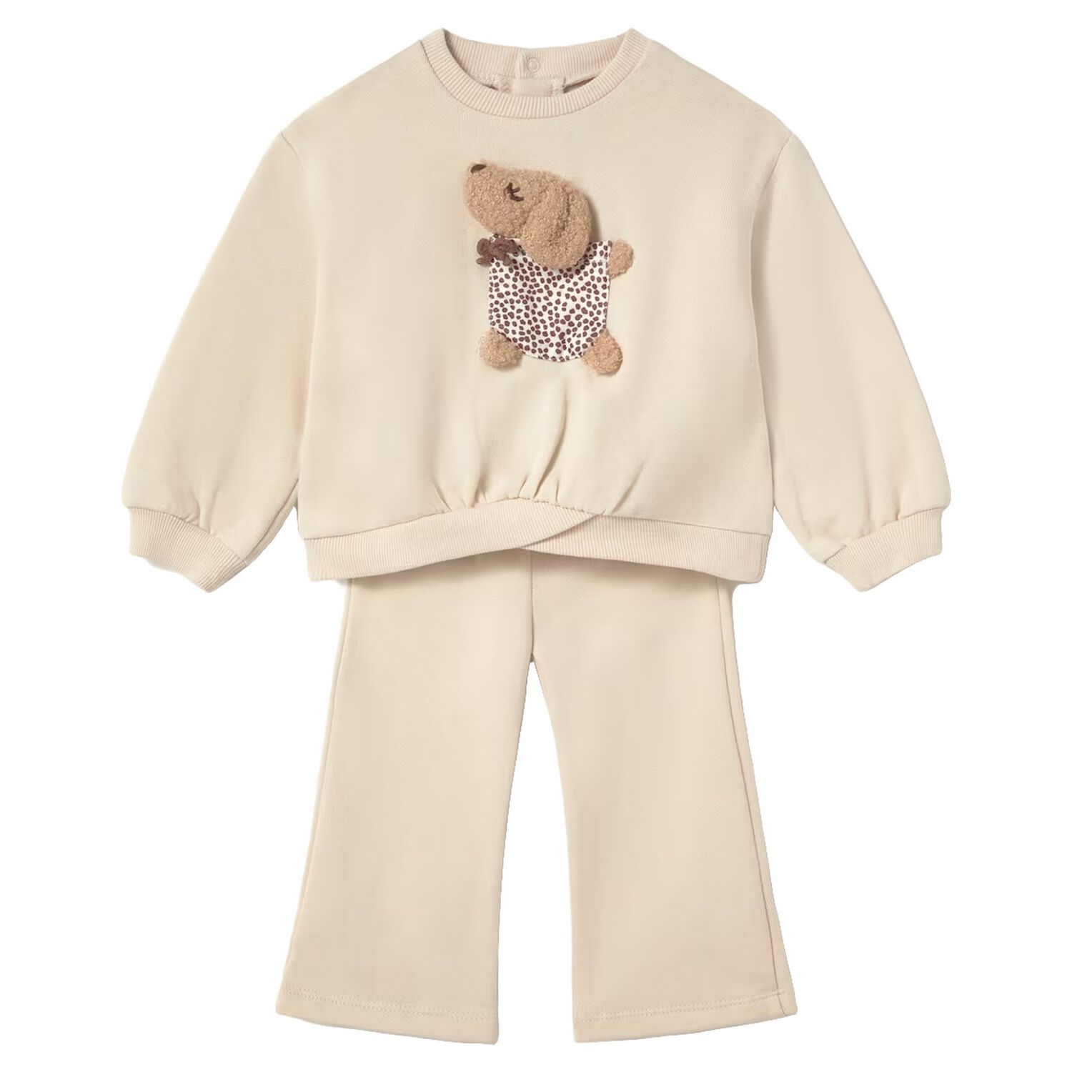 Younger Girls Beige Dog Tracksuit, 2, hi-res
