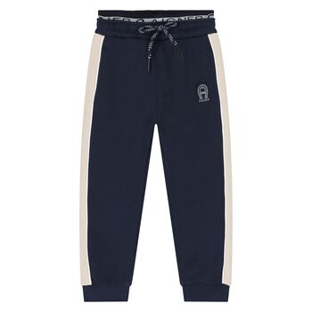 Younger Boys Navy Blue Logo Joggers