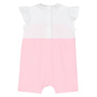 Baby Girls White & Pink Love Romper, 1, hi-res