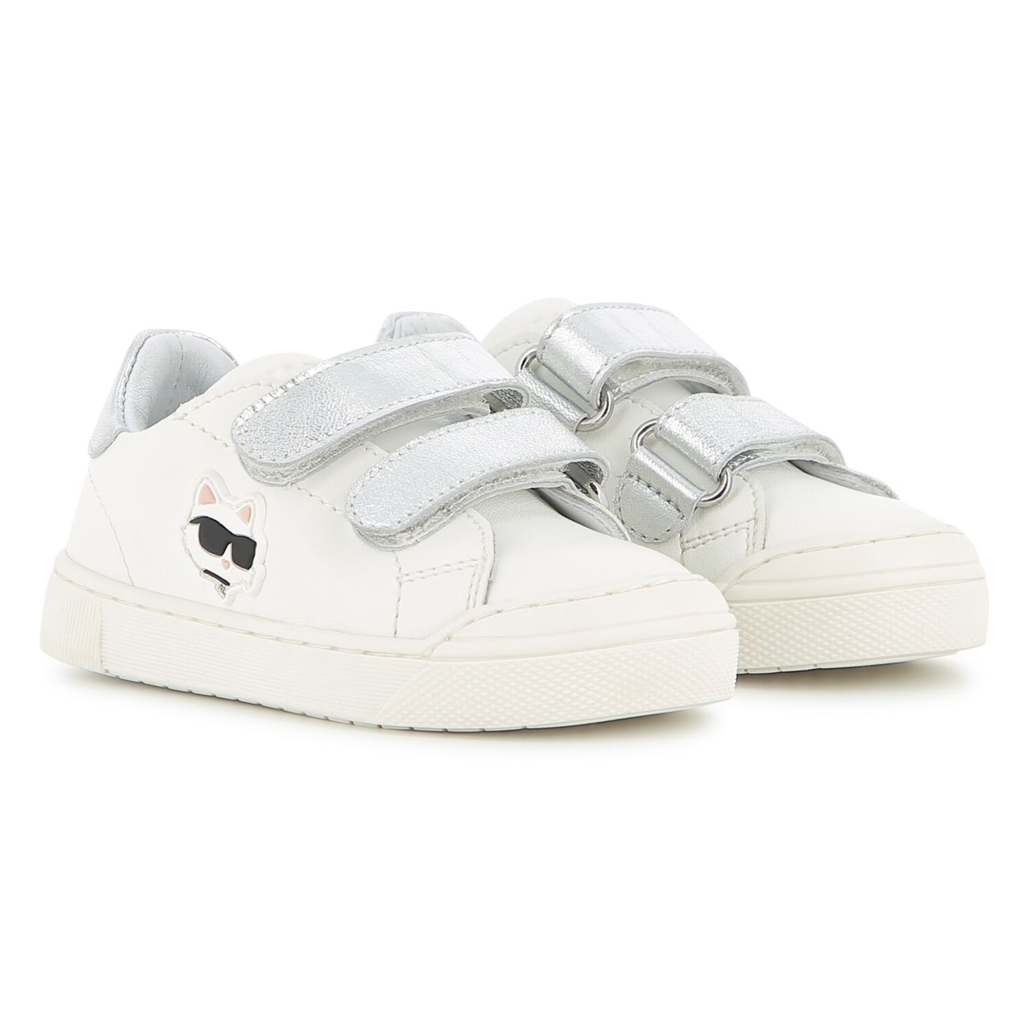 Girls White Choupette Leather Trainers, 1, hi-res