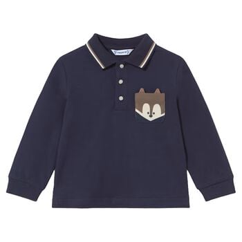 Younger Boys Navy Blue Fox Polo Shirt