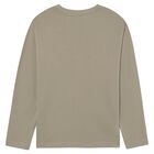 Boys Beige Logo Long Sleeve Top, 2, hi-res