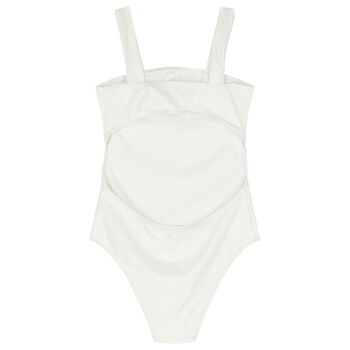 Girls White Logo Swimsuit