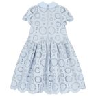 Girls Blue Flower Lace Dress, 1, hi-res