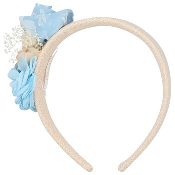 Girls Ivory & Blue Flower HeadBand