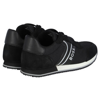 Boys Black & White Logo Trainers
