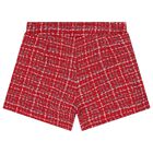 Girls Red Tweed Shorts, 1, hi-res