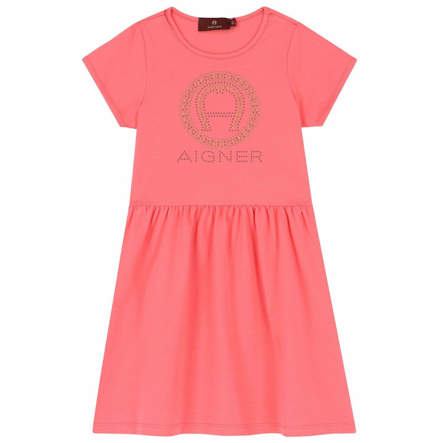 Girls Pink Logo Dress, 2, hi-res