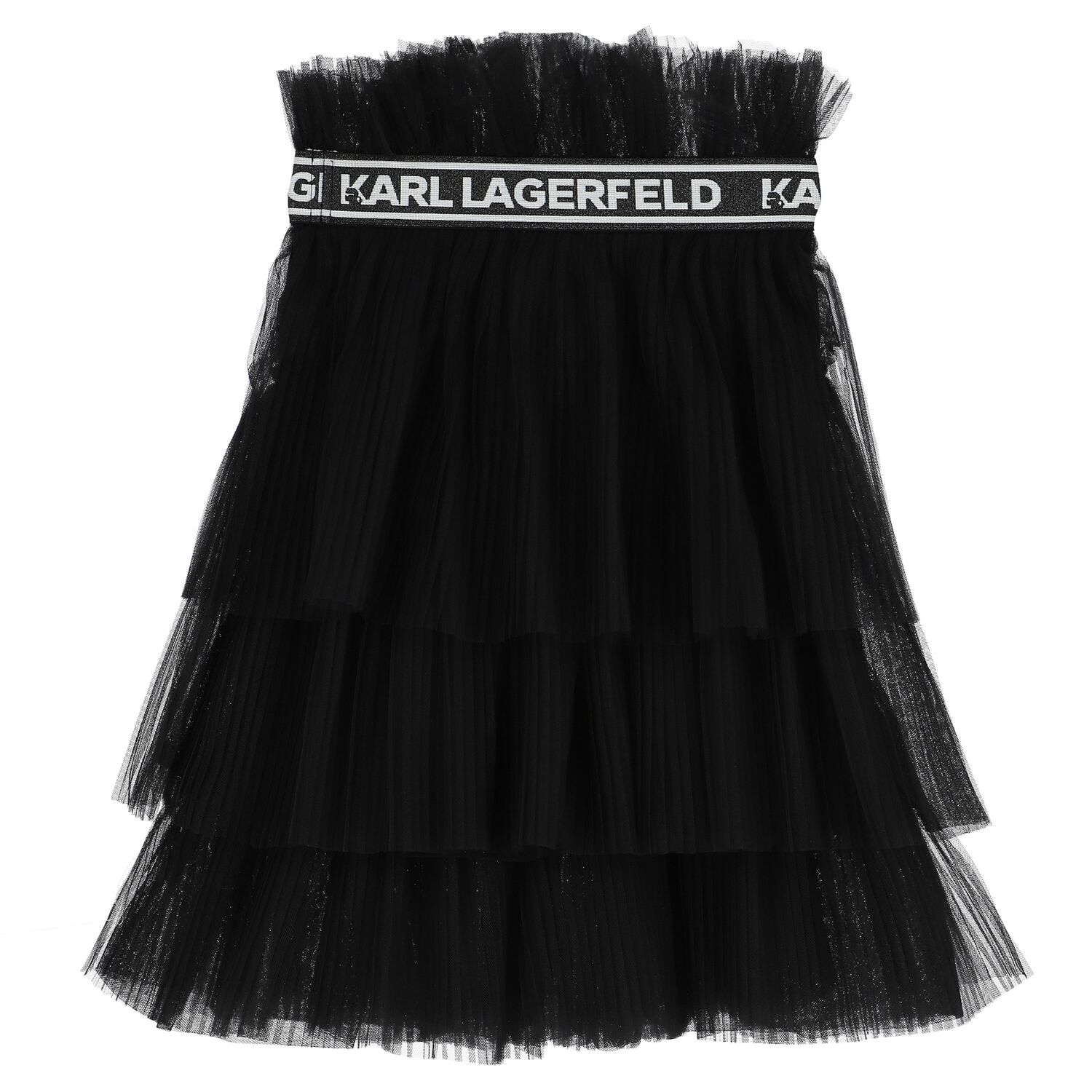 Girls Black Logo Pleated Tutu Skirt, 1, hi-res image number null