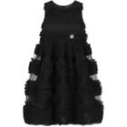 Girls Black Tulle Frills Logo Dress, 1, hi-res
