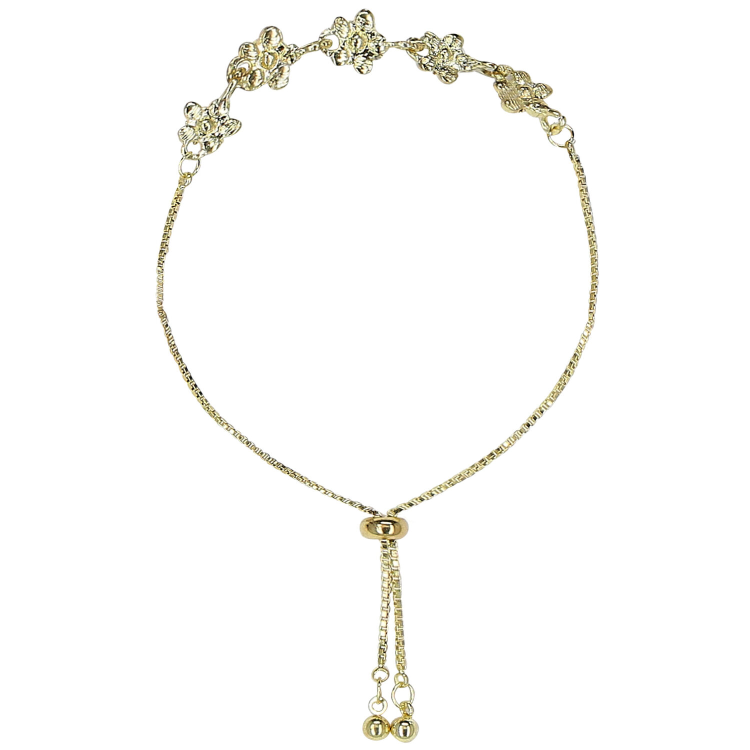 Girls Gold Crystal Flowers Bracelet, 1, hi-res image number null