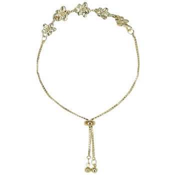 Girls Gold Crystal Flowers Bracelet