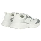 White & Silver Logo Trainers, 1, hi-res