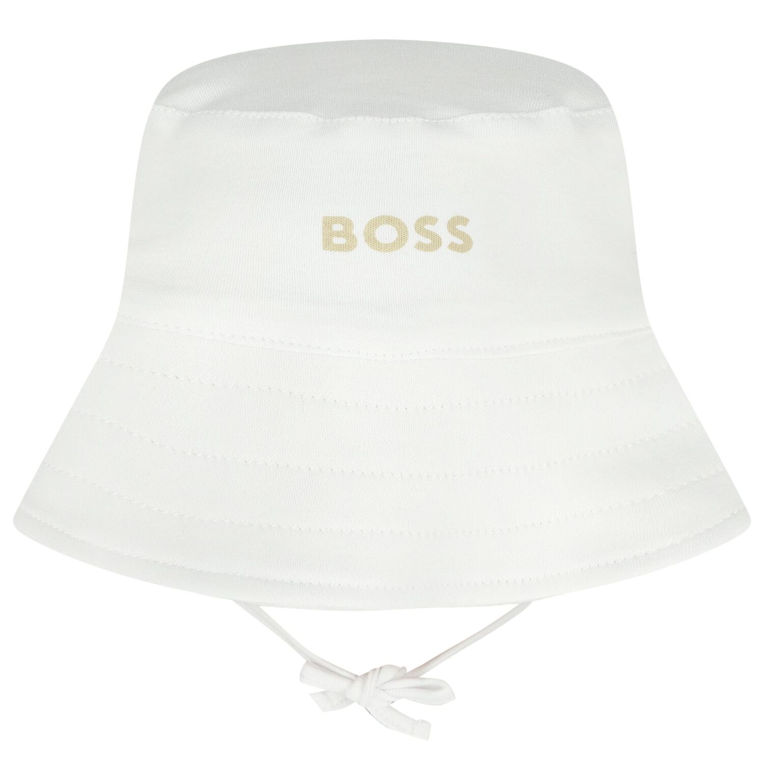 Baby Boys Beige & White Striped Logo Reversible Hat, 2, hi-res