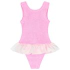 Girls Pink & White Ruffle Crinkle Swimsuit, 2, hi-res
