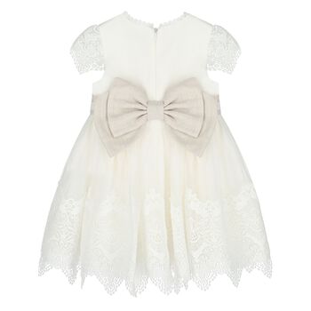 Younger Girls White Bow Dress