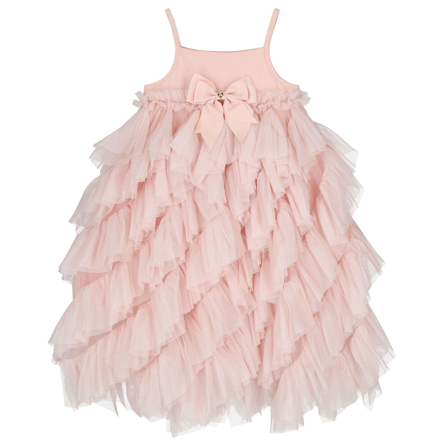 Girls Pink Tulle Ruffles Dress, 2, hi-res