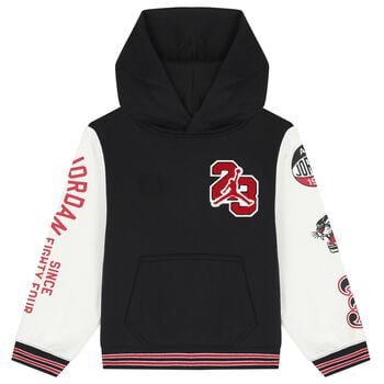Boys Black & White Jordan Hooded Top