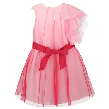Girls Pink Tulle Ruffle Dress