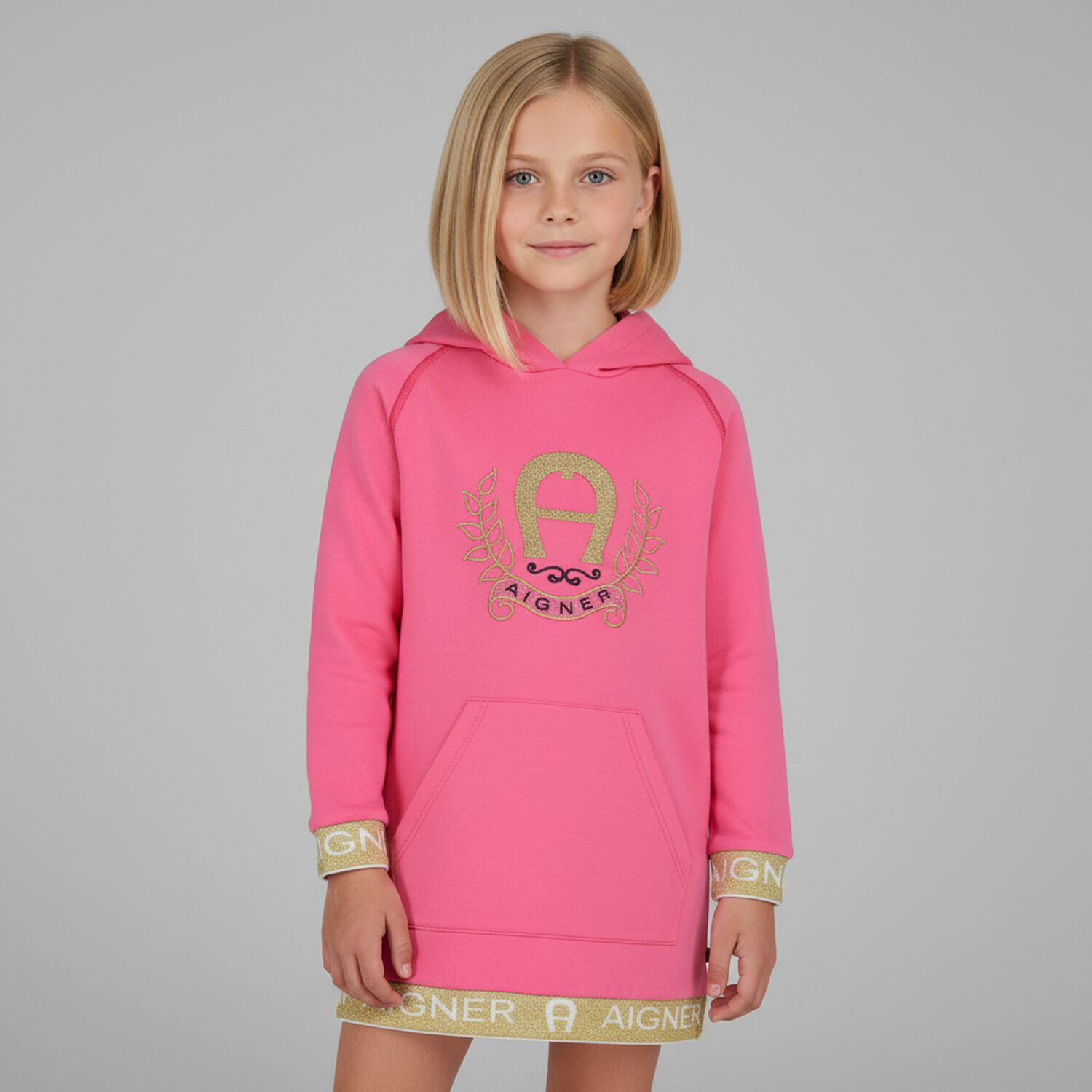 Girls Pink Sweatshirt Dress, 1, hi-res image number null