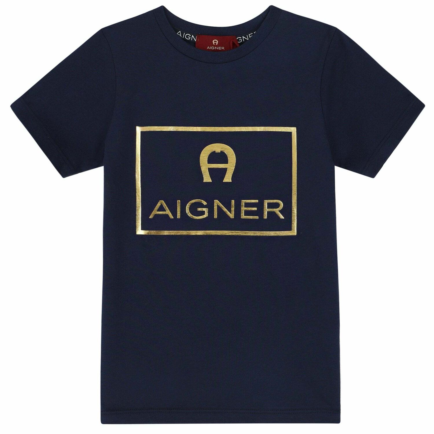 Boys Navy & Gold Logo T-Shirt, 1, hi-res