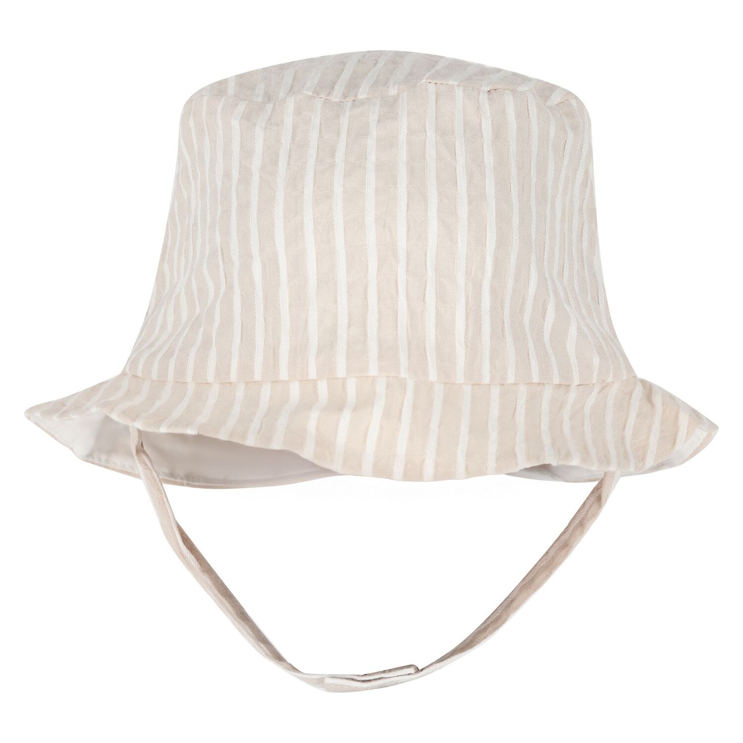 Baby Boys White & Beige Striped Shorts & Hat Set, 1, hi-res image number null