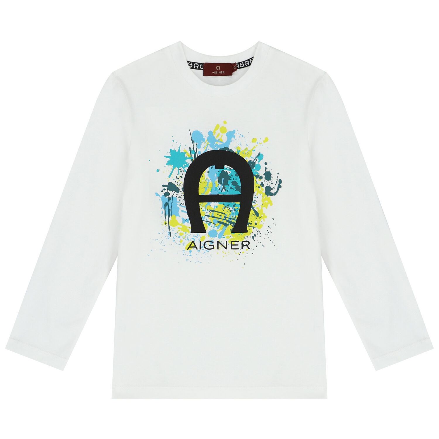 Boys White Logo Long Sleeve Top, 1, hi-res image number null
