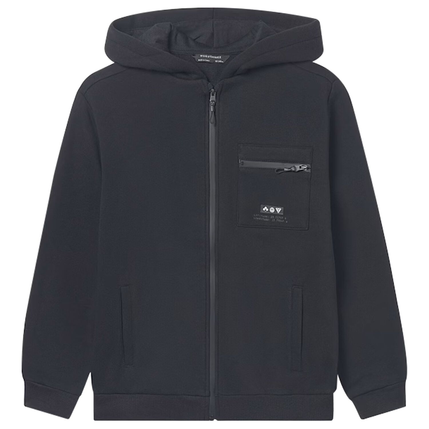 Boys Black Hooded Zip Up Top, 1, hi-res image number null