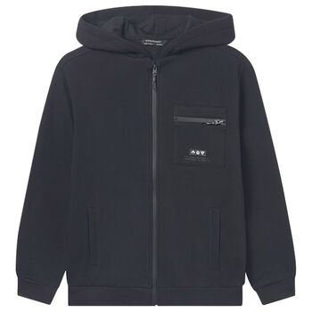 Mayoral Boys Black Hooded Zip Up Top, 1 Boys Black Hooded Zip Up Top