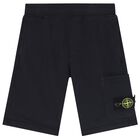 Boys Navy Blue Logo Shorts, 1, hi-res