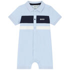 Baby Boys Blue Logo Polo Romper, 3, hi-res