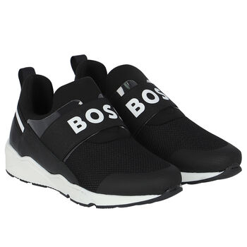 Boys Black Logo Trainers