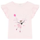 Girls Pink Ballerina Logo T-Shirt, 1, hi-res